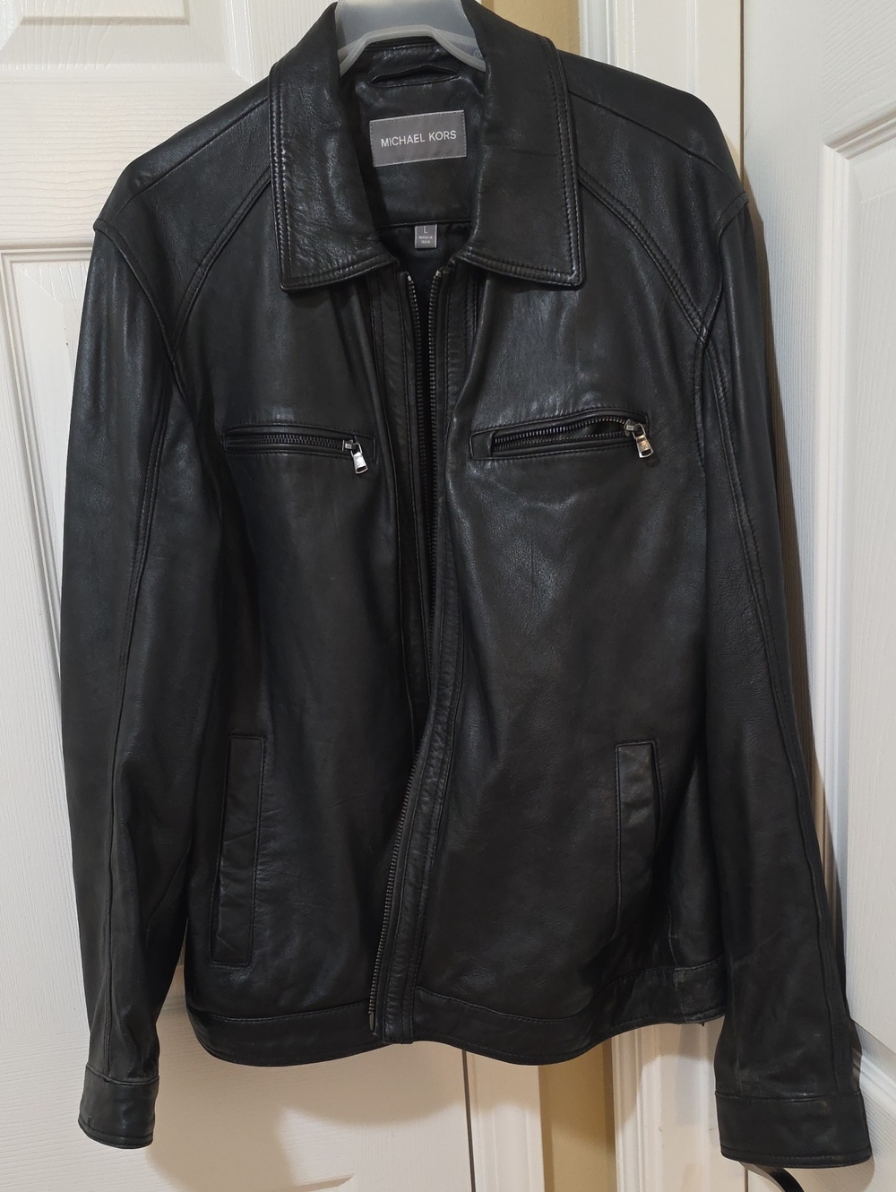 Michael Kors Black Leather Bomber Jacket